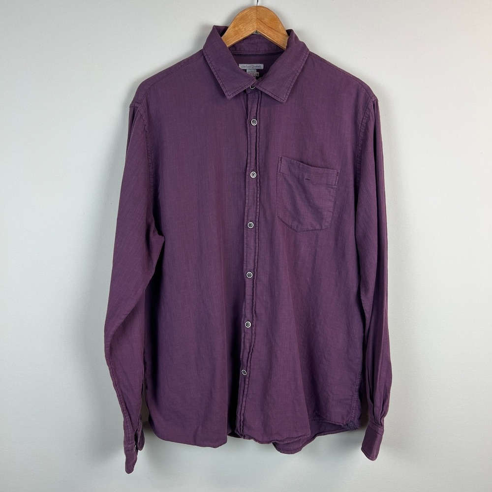 Carbon 2 Cobalt Shirt Mens Medium Purple Button Up Long Sleeve Solid 100% Cotton
